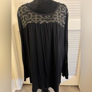 Lane Bryant Black Mesh Accent Blouse